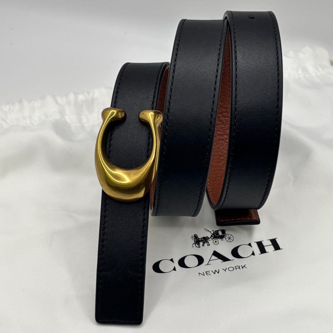 【未使用】coach☆Cバックルリバーシブルベルト 黒＆茶