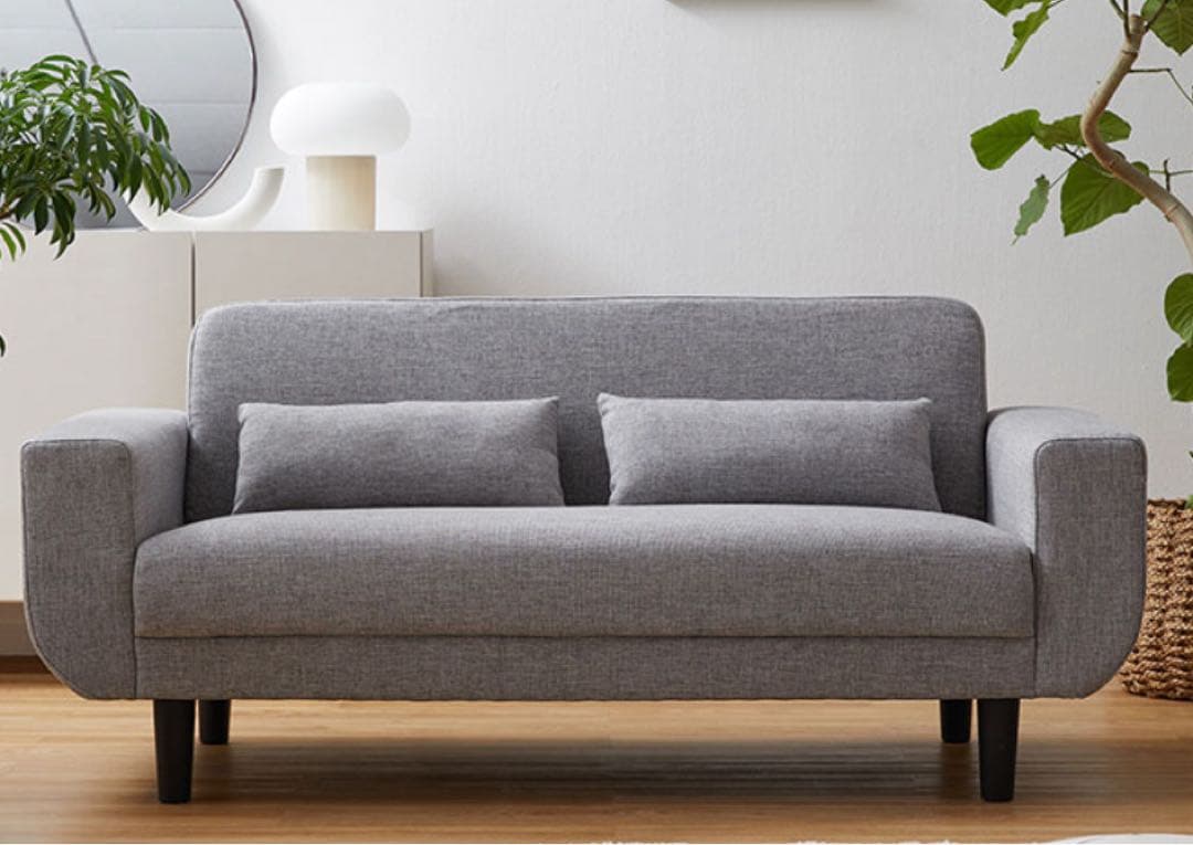 美品！グレーの2人掛けファブリックソファ