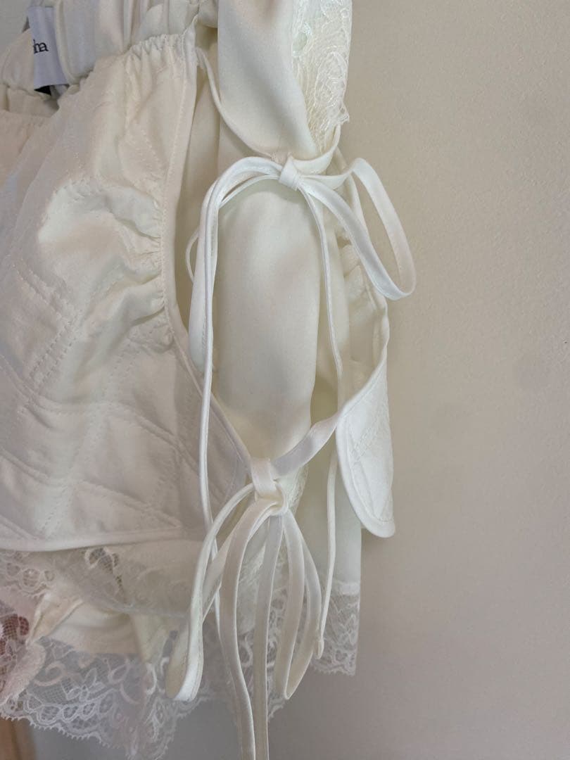 litmusホワイト キルティング レース ハーフパンツ