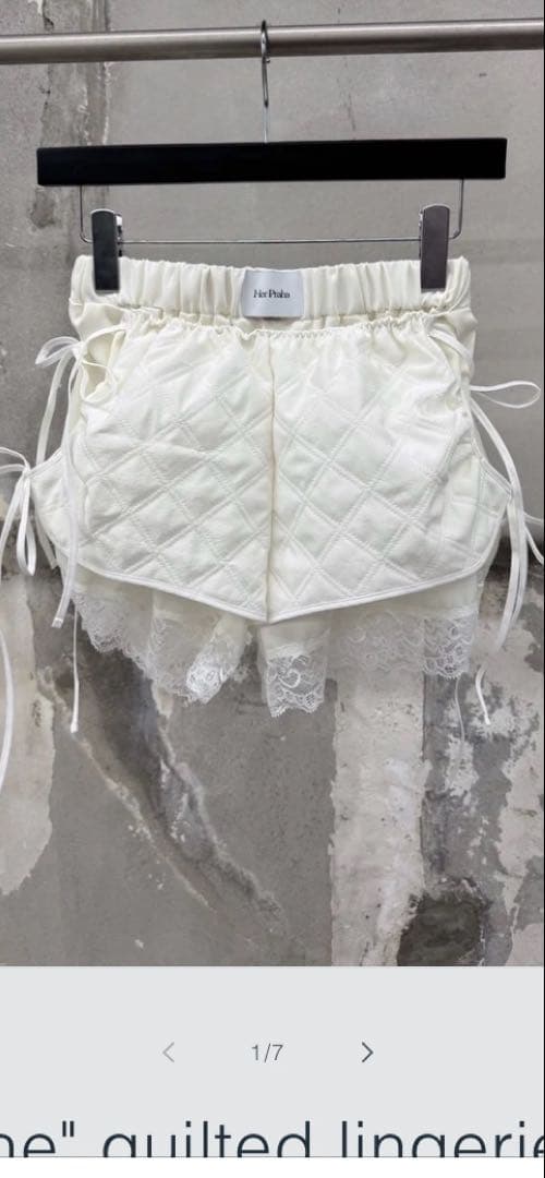 litmusホワイト キルティング レース ハーフパンツ