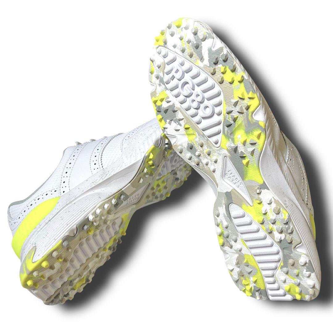 パーリーゲイツ ウィングチップTYPE スパイクレス ゴルフシューズ 白×黄色