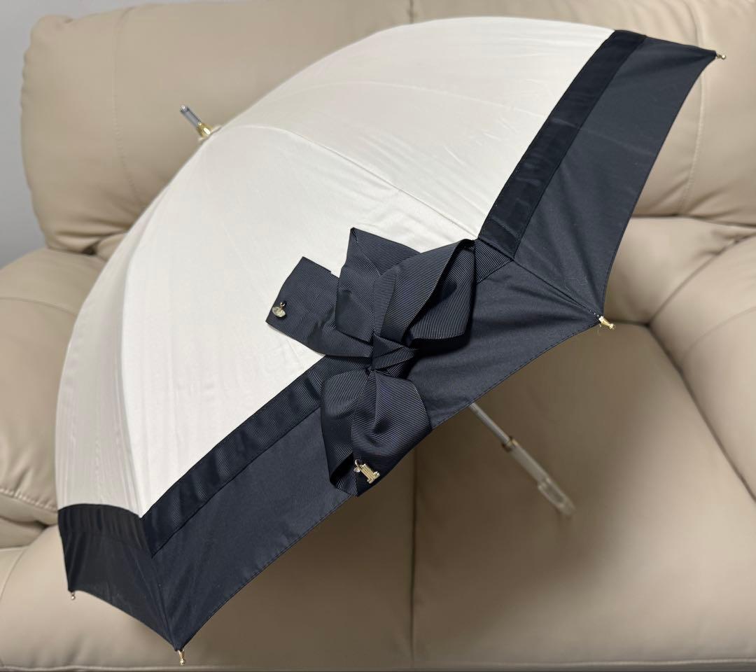 ランバンオンブルー　ビジューリボン　晴雨兼用日傘