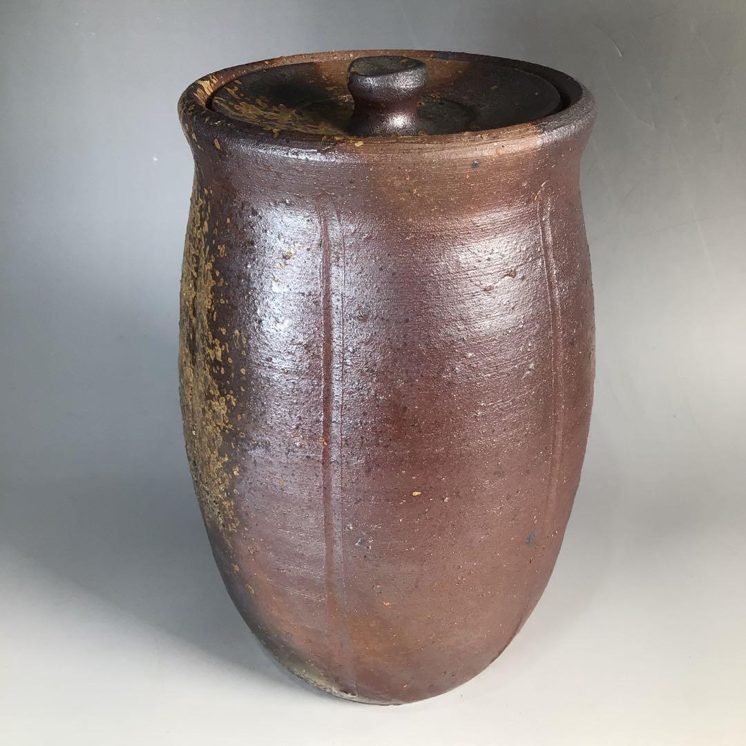 Ｎ３９２　水指　『備前焼』『落雁窯　幸崎達彦造』　共箱　茶道具