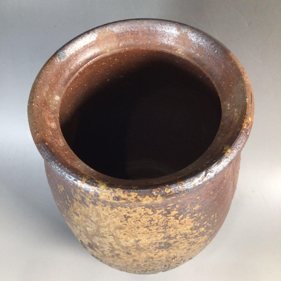 Ｎ３９２　水指　『備前焼』『落雁窯　幸崎達彦造』　共箱　茶道具