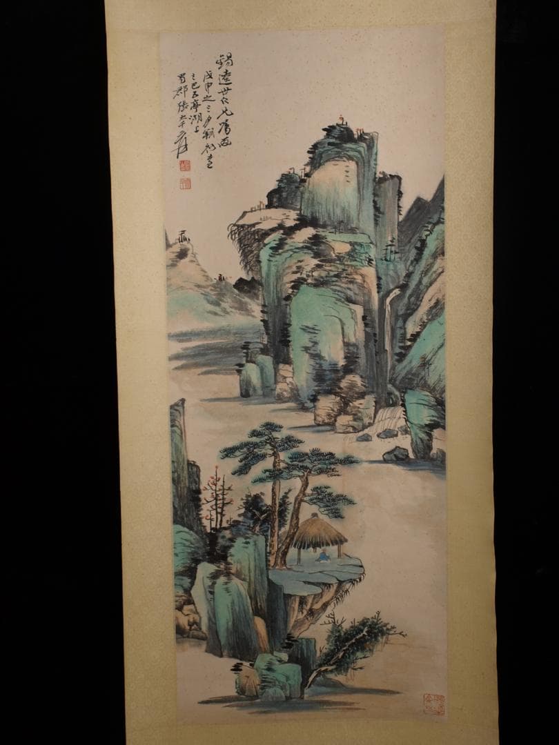 中国時代の掛軸　張大千作人物図　激安骨董品　肉筆保証 DE380A7-3