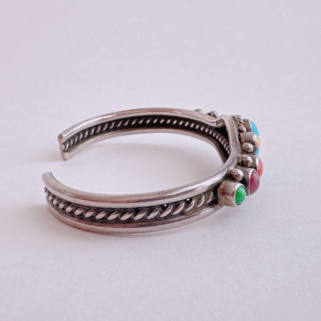 ヴィンテージ　ナバホ　ターコイズ　マルチカラー　バングル 【J879】