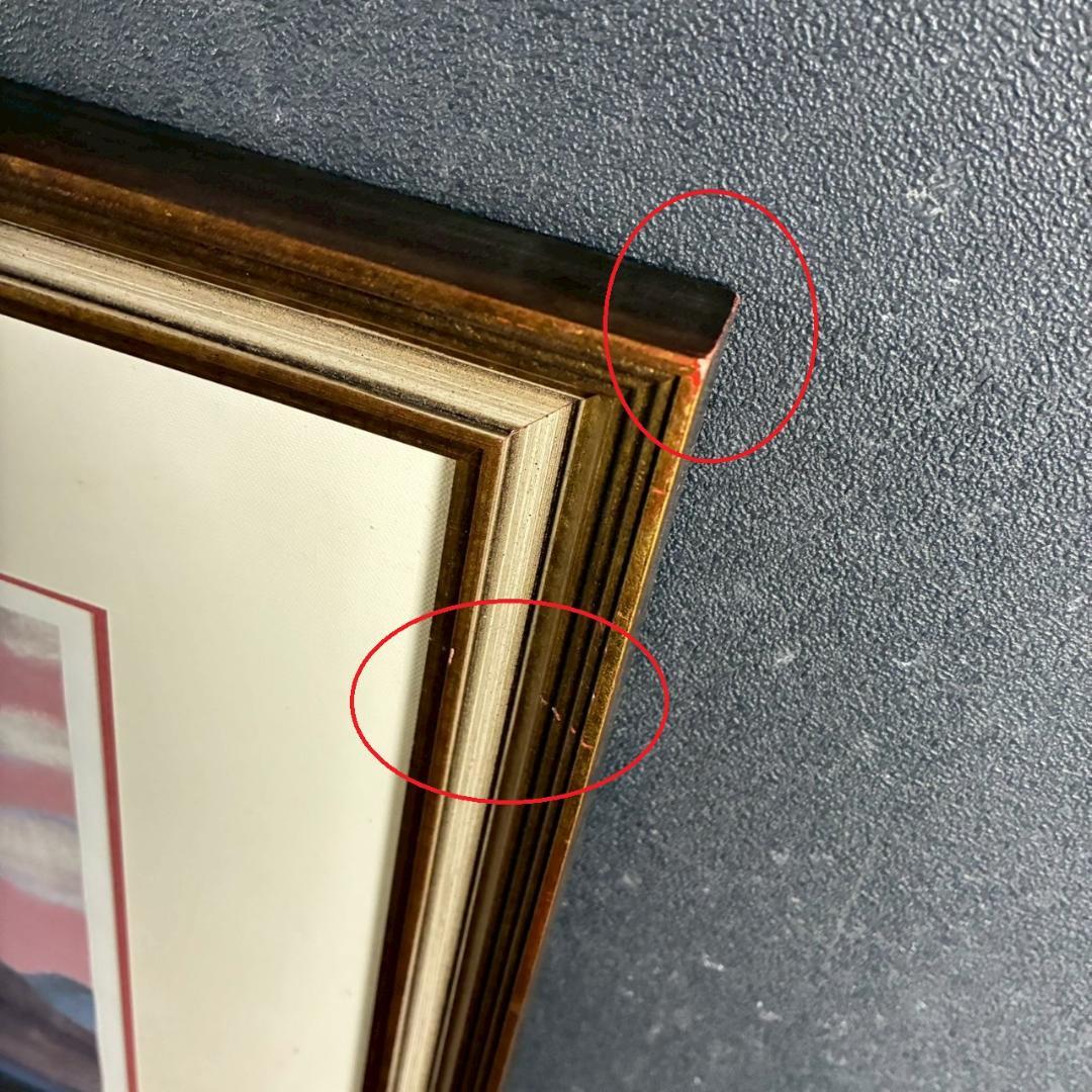 田崎廣助「阿蘇山」リトグラフ 印章有 発行証明書有 額縁入り 田崎広助 熊本