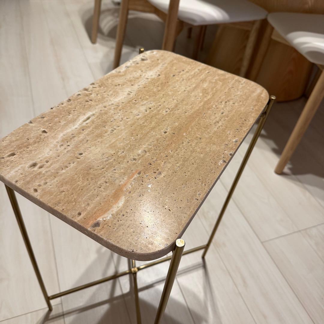 zara / 天然石天板の長方形サイドテーブル