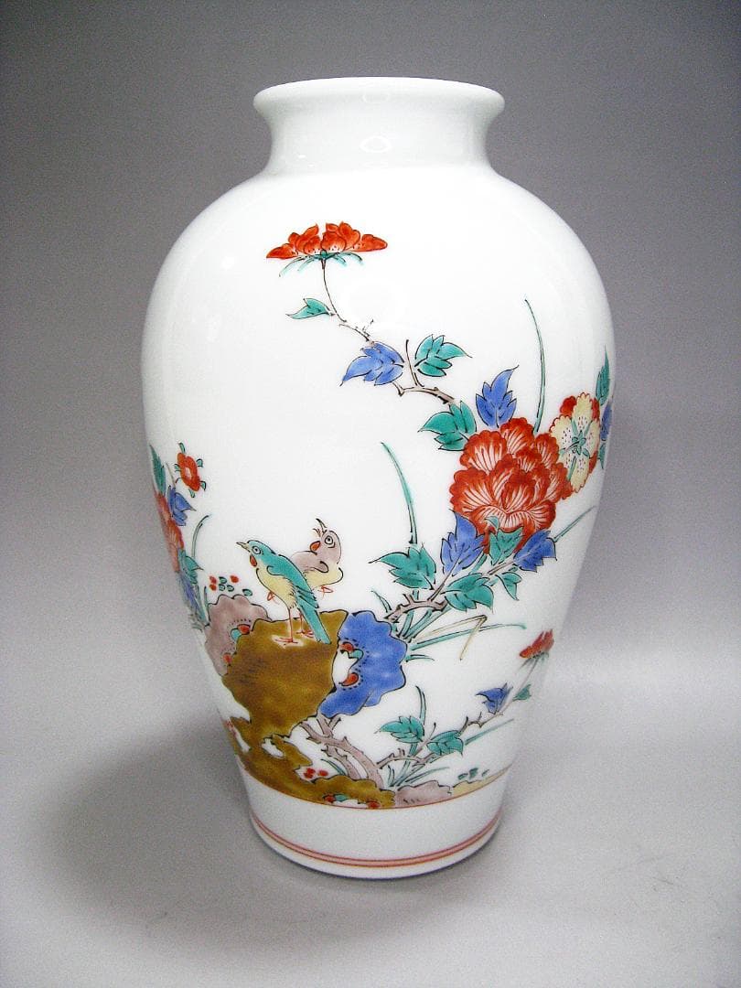 #人間国宝 #十四代 #酒井田柿右衛門 #錦牡丹鳥紋 #花瓶 #共箱 #美品