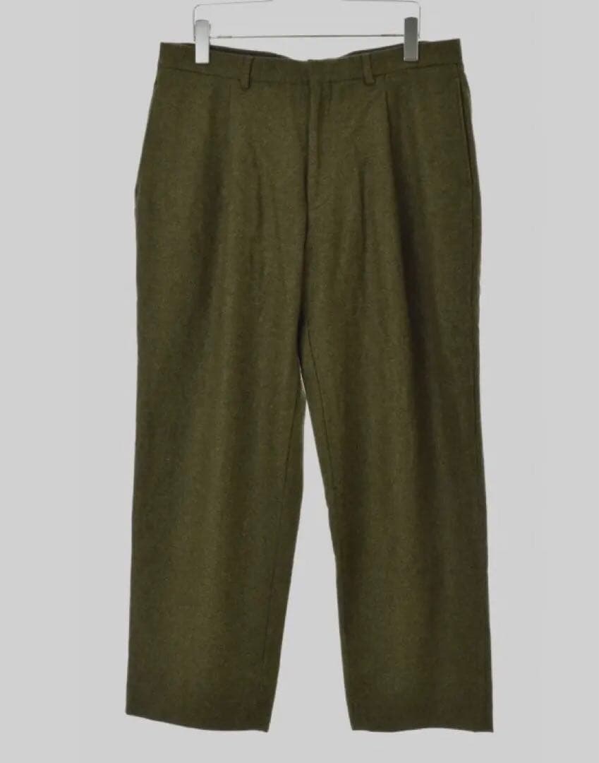 【希少】イートウツ 厚手ウールパンツ 緑 ワイドパンツ カーキ