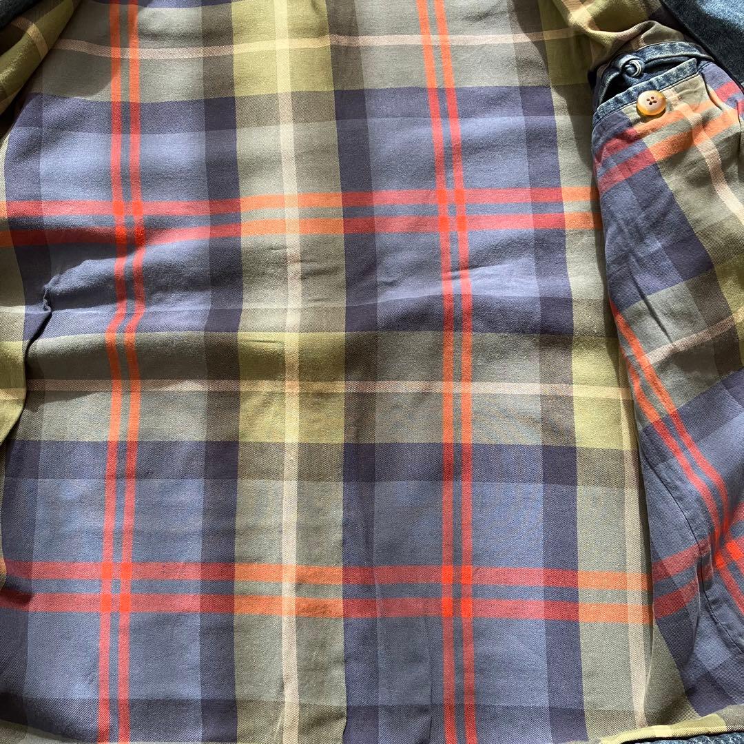 古着 メンズ LANDS'END デニムカバーオール 裏地付き 襟コーデュロイ