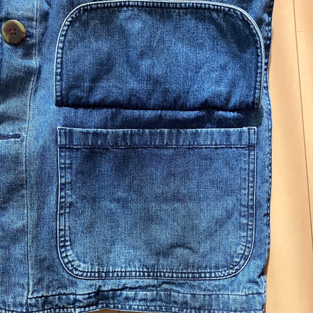 古着 メンズ LANDS'END デニムカバーオール 裏地付き 襟コーデュロイ