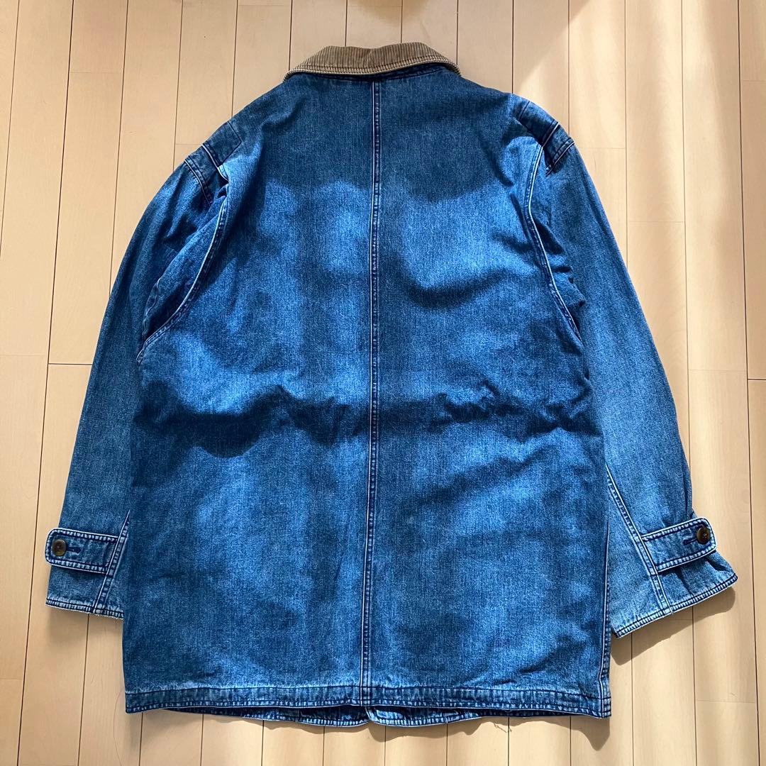 古着 メンズ LANDS'END デニムカバーオール 裏地付き 襟コーデュロイ