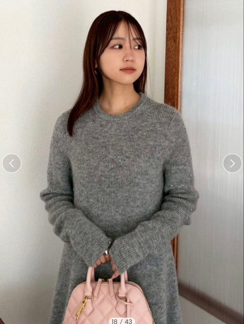 襟付きペプラムニットミニワンピース　USAGI ONLINE