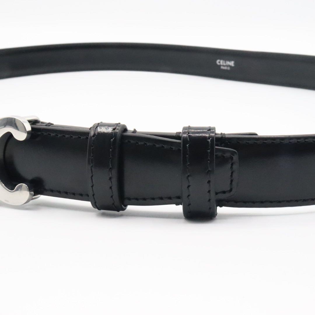 美品　セリーヌ　トリオンフ　カーフスキン　ベルト　95 ブラック