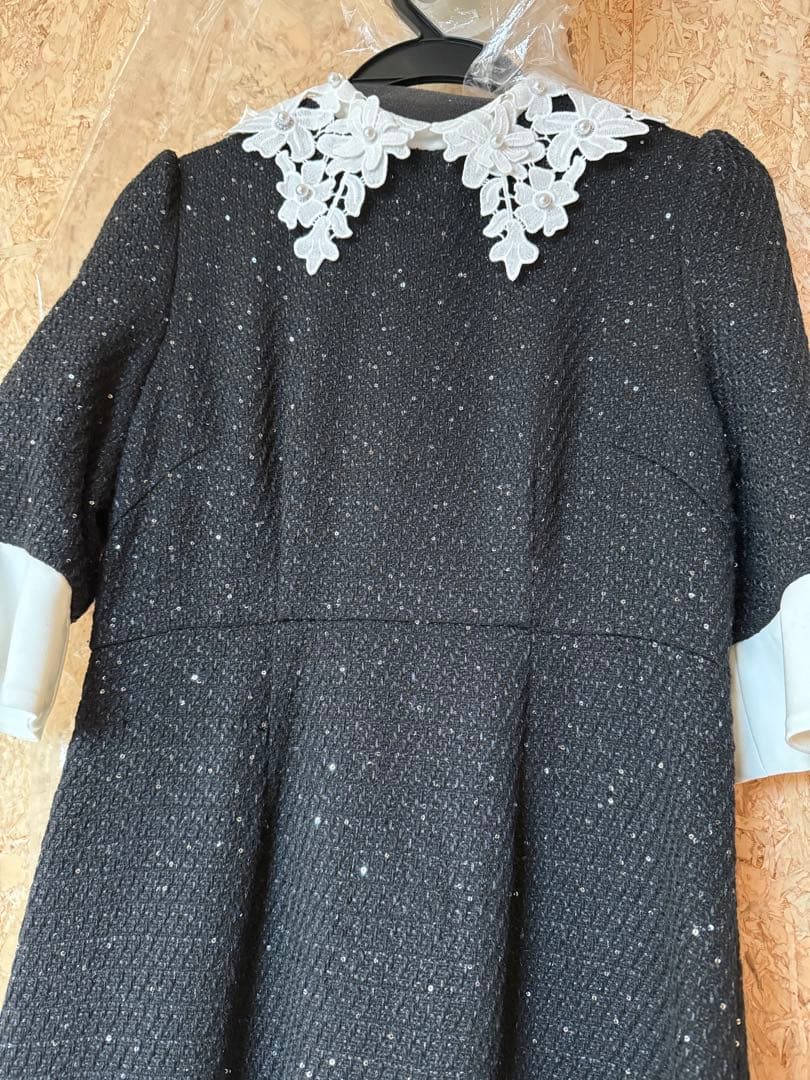 LEJA-花柄レースカラースパンコールAラインワンピースドレス 結婚式レディース