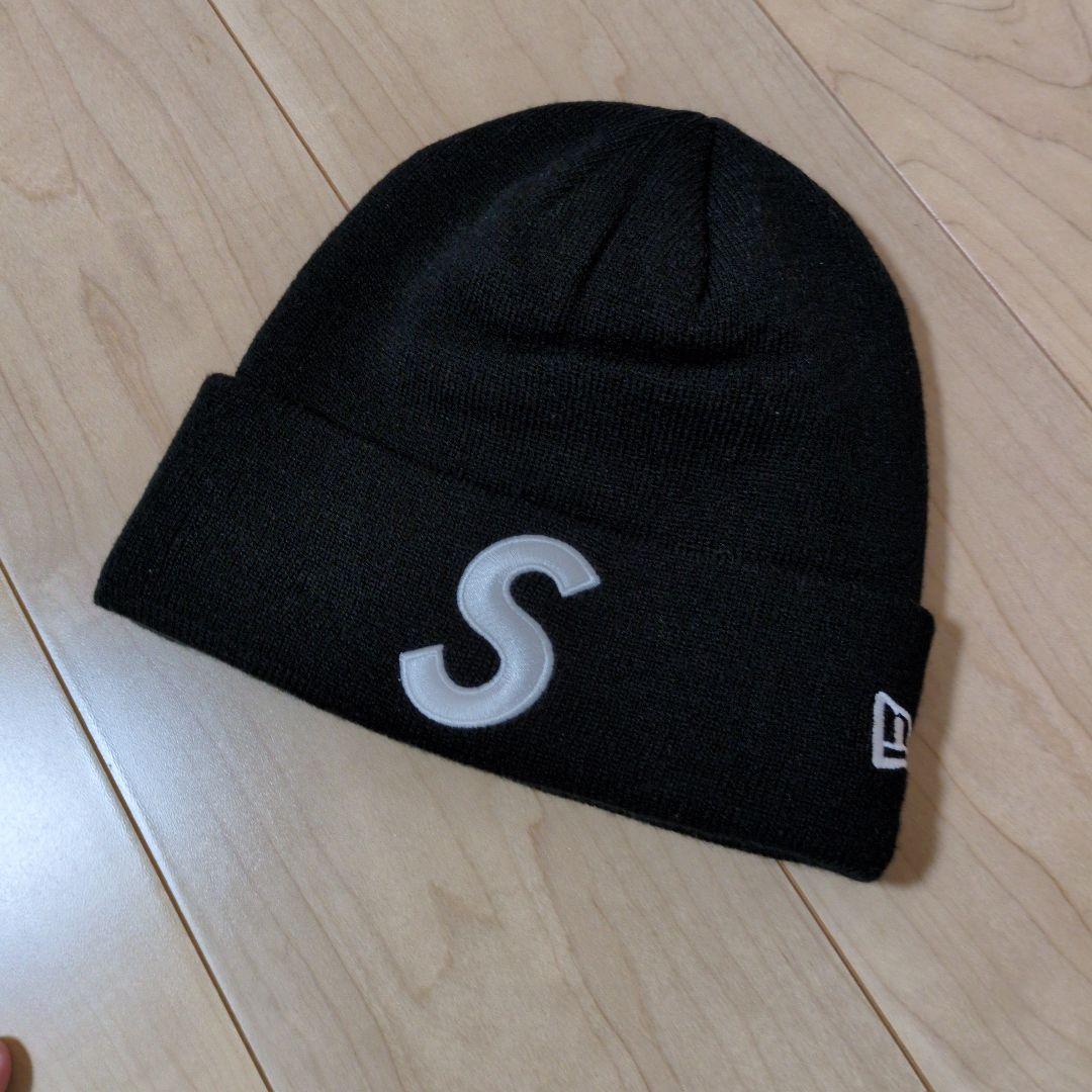 Supreme ニット帽 黒 Sロゴ　確実正規品　新品タグなし試着程度　ビーニー