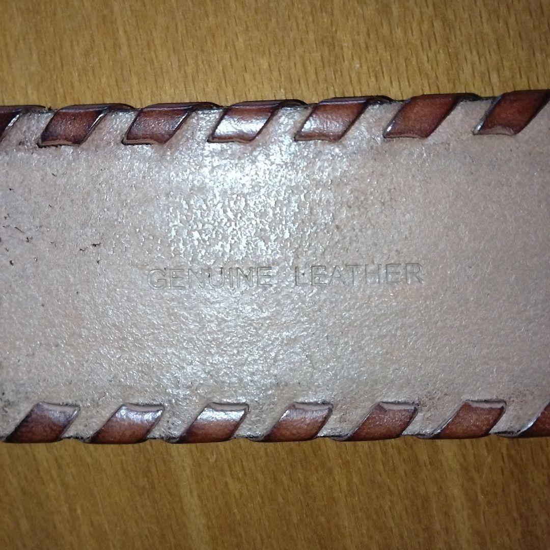 ラルフローレン　ベルト　S　ブラウン　本革　型押し　総柄　幅広　バックル金色