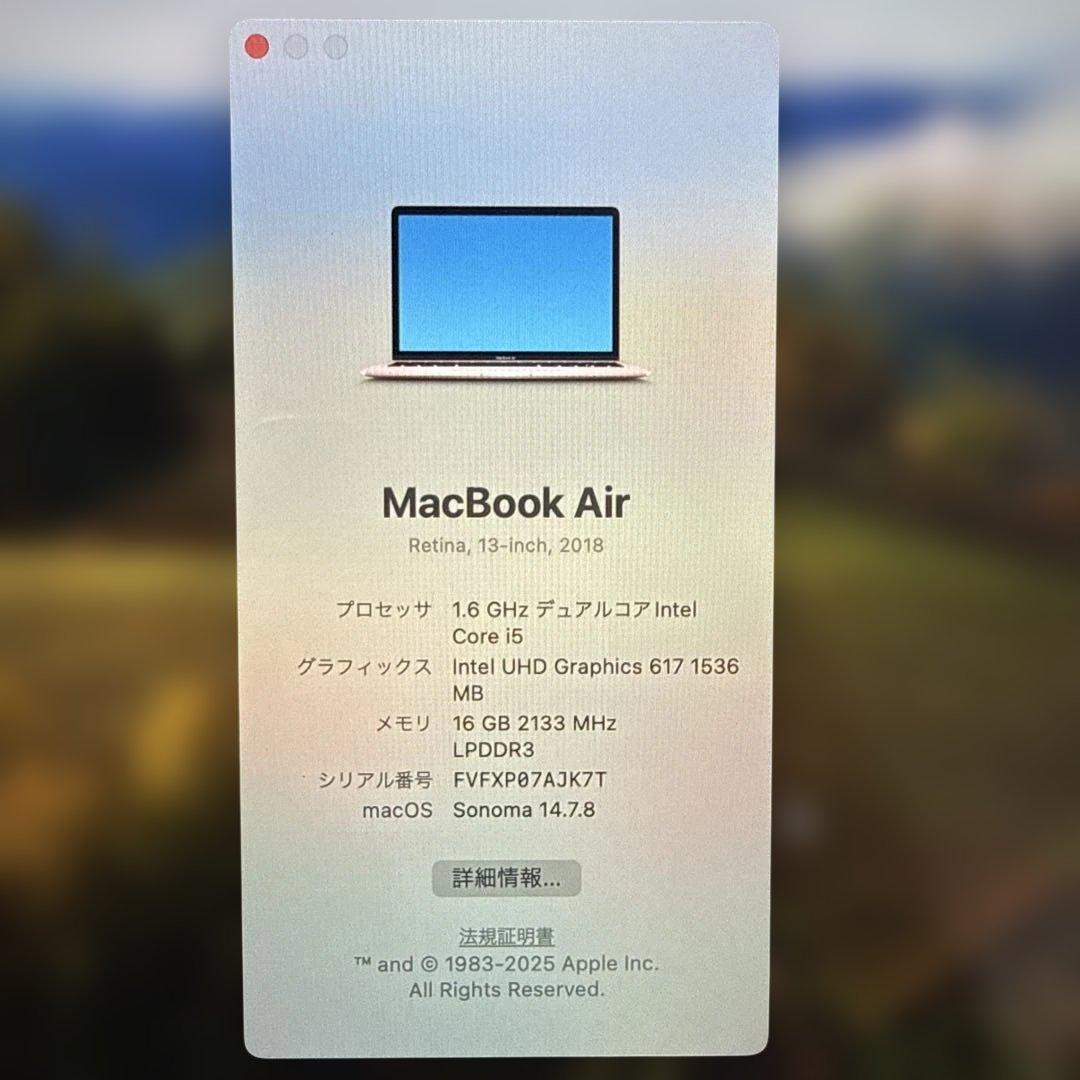 MacBook Air13Retina 2018 メモリ16GB バッテリー良好