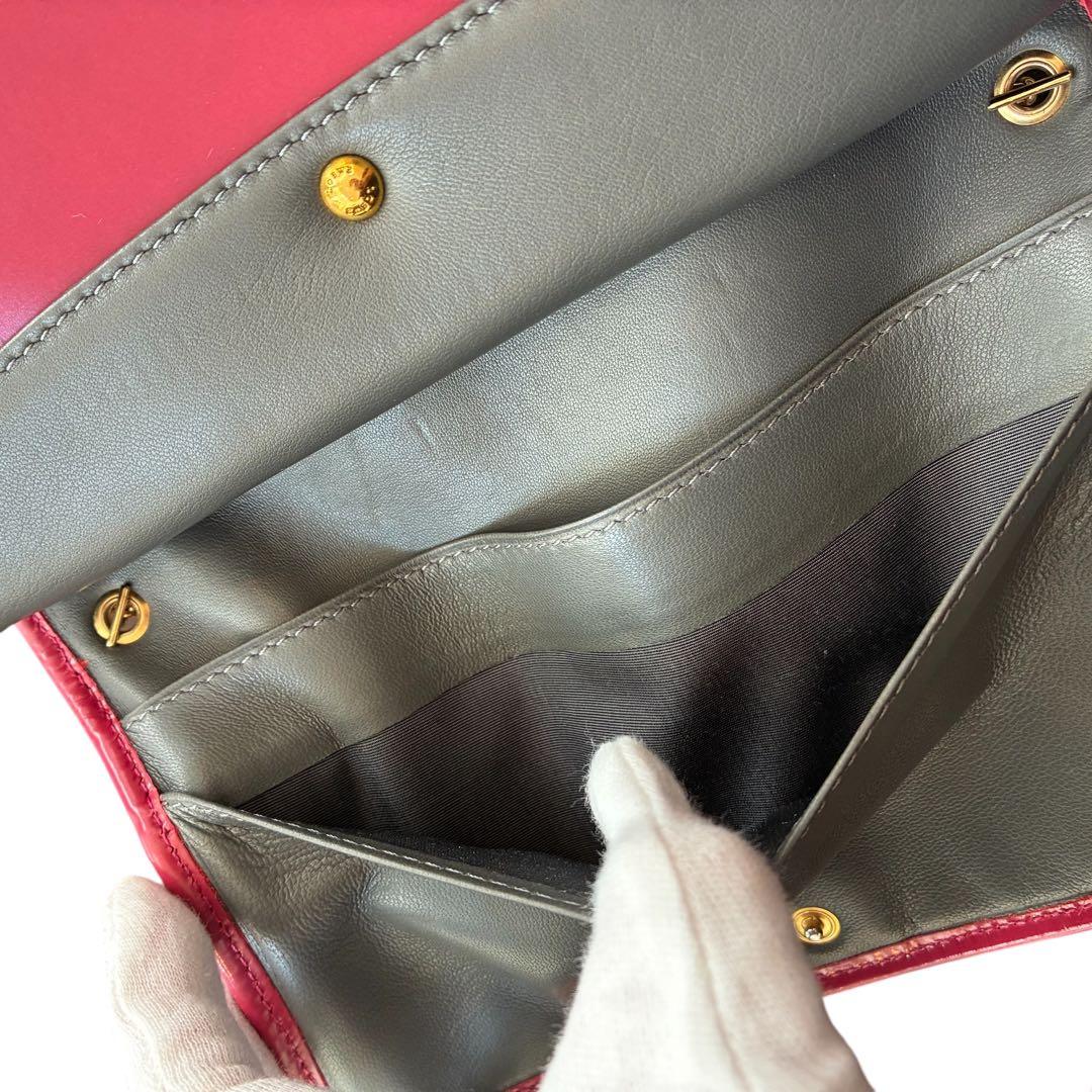 LOEWE ロエベ チェーンウォレット ピンクパープル ゴールドチェーン 箱付き