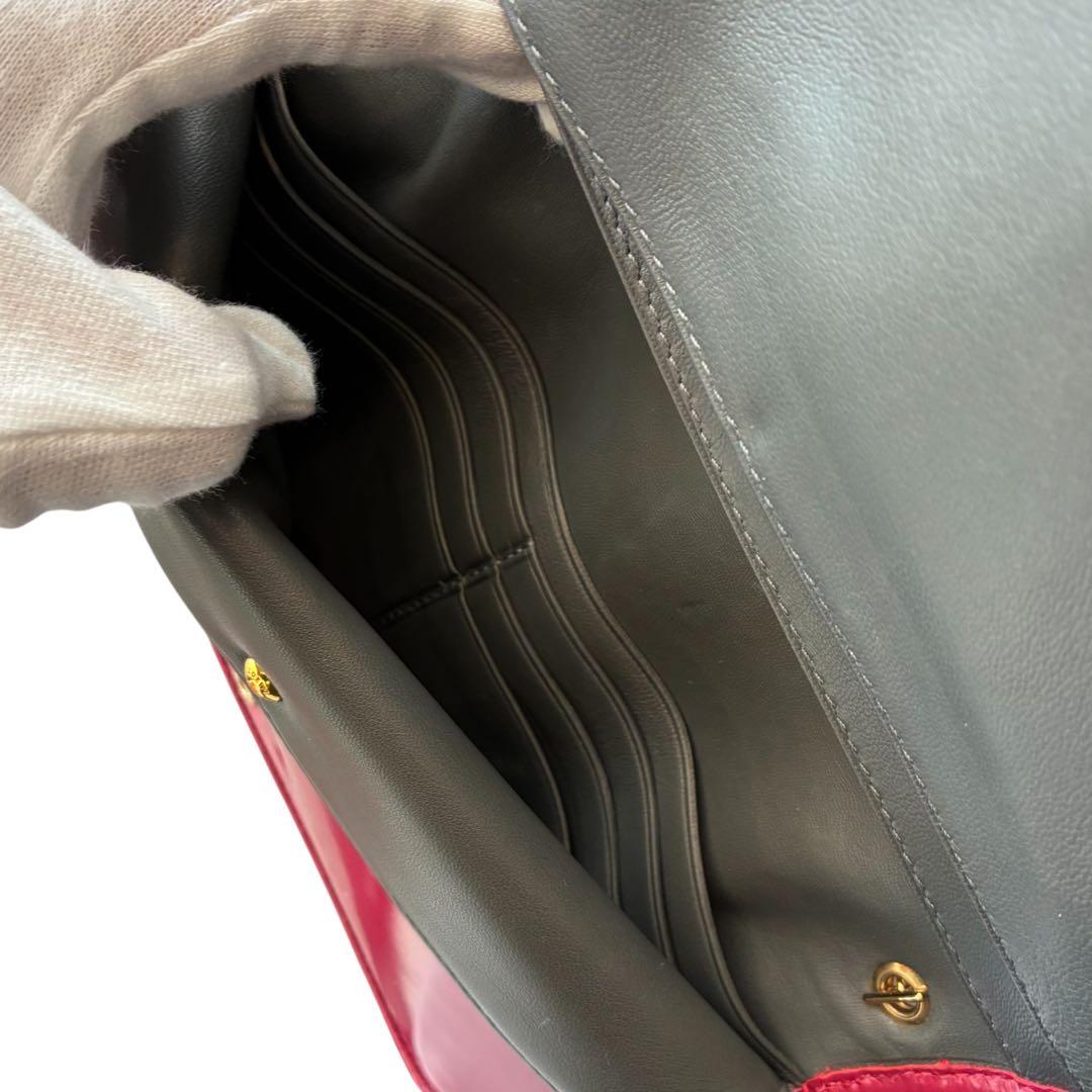 LOEWE ロエベ チェーンウォレット ピンクパープル ゴールドチェーン 箱付き