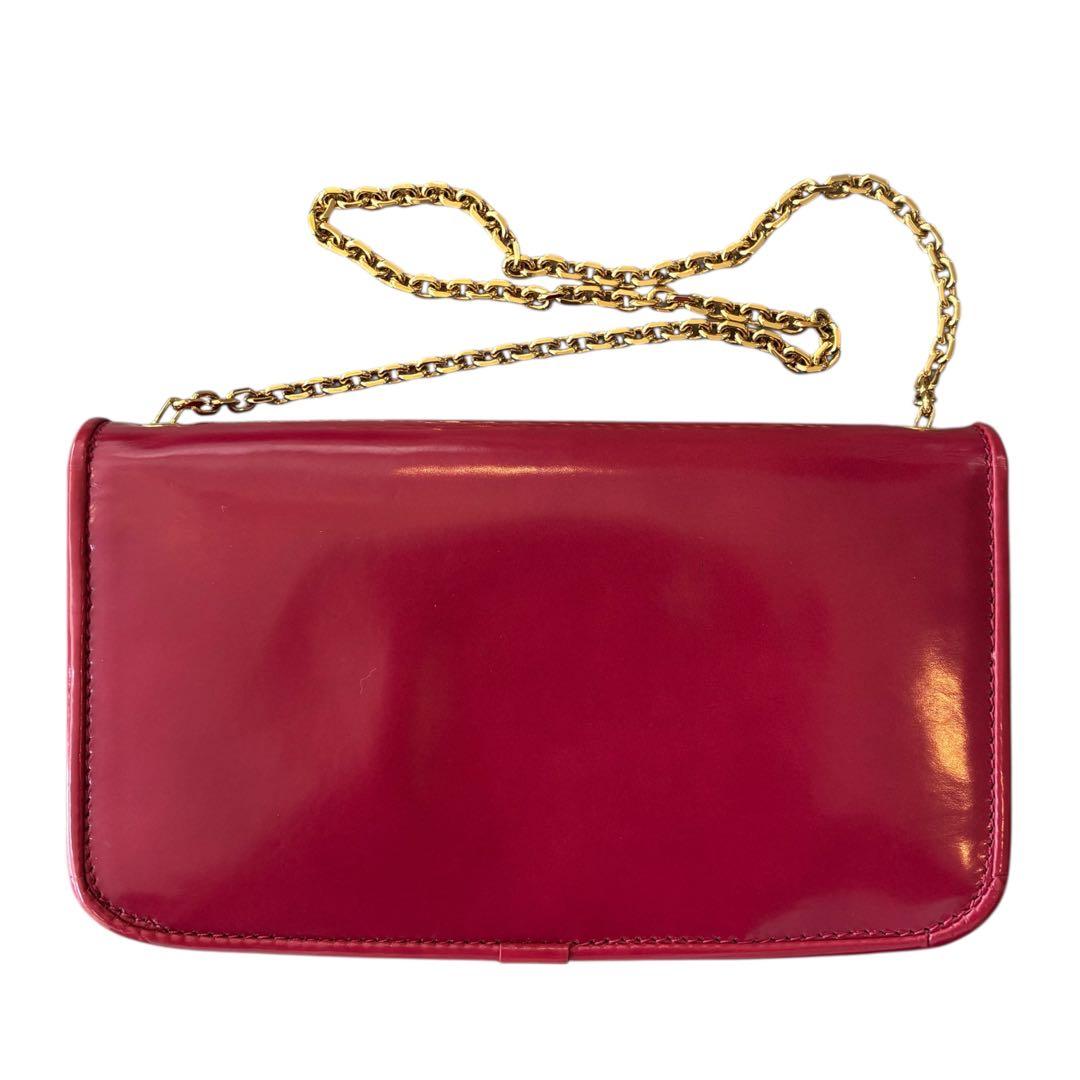 LOEWE ロエベ チェーンウォレット ピンクパープル ゴールドチェーン 箱付き