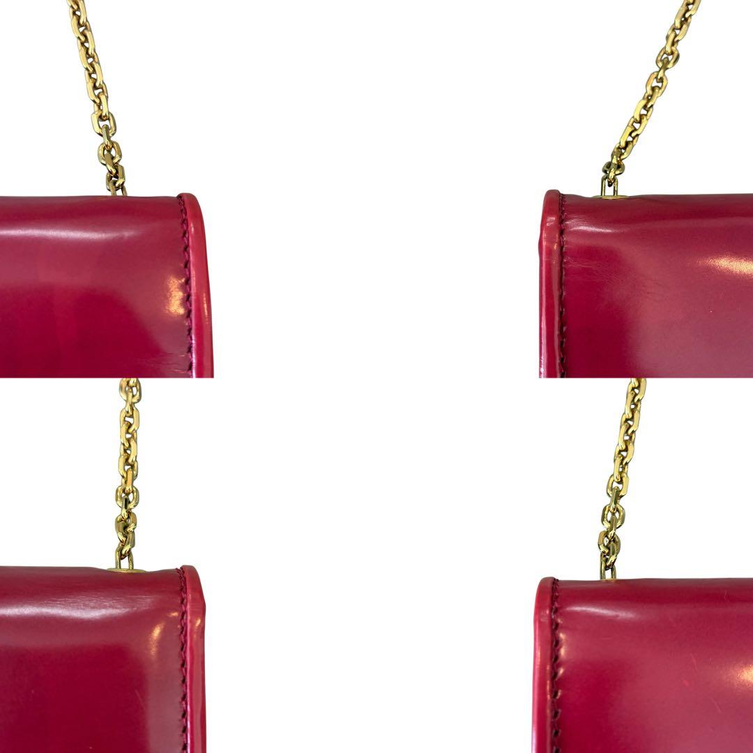 LOEWE ロエベ チェーンウォレット ピンクパープル ゴールドチェーン 箱付き