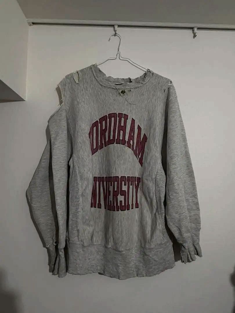 染み込み　両面　80sリバースウィーブ　reverse weave ボロ　L