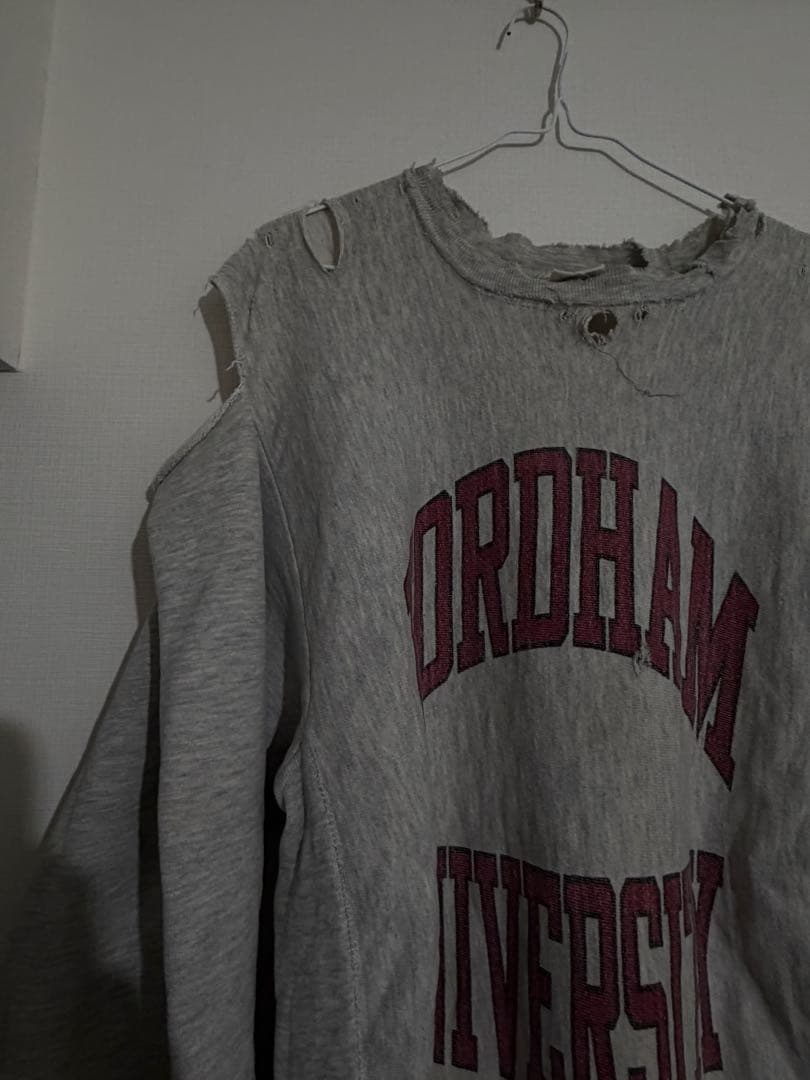 染み込み　両面　80sリバースウィーブ　reverse weave ボロ　L