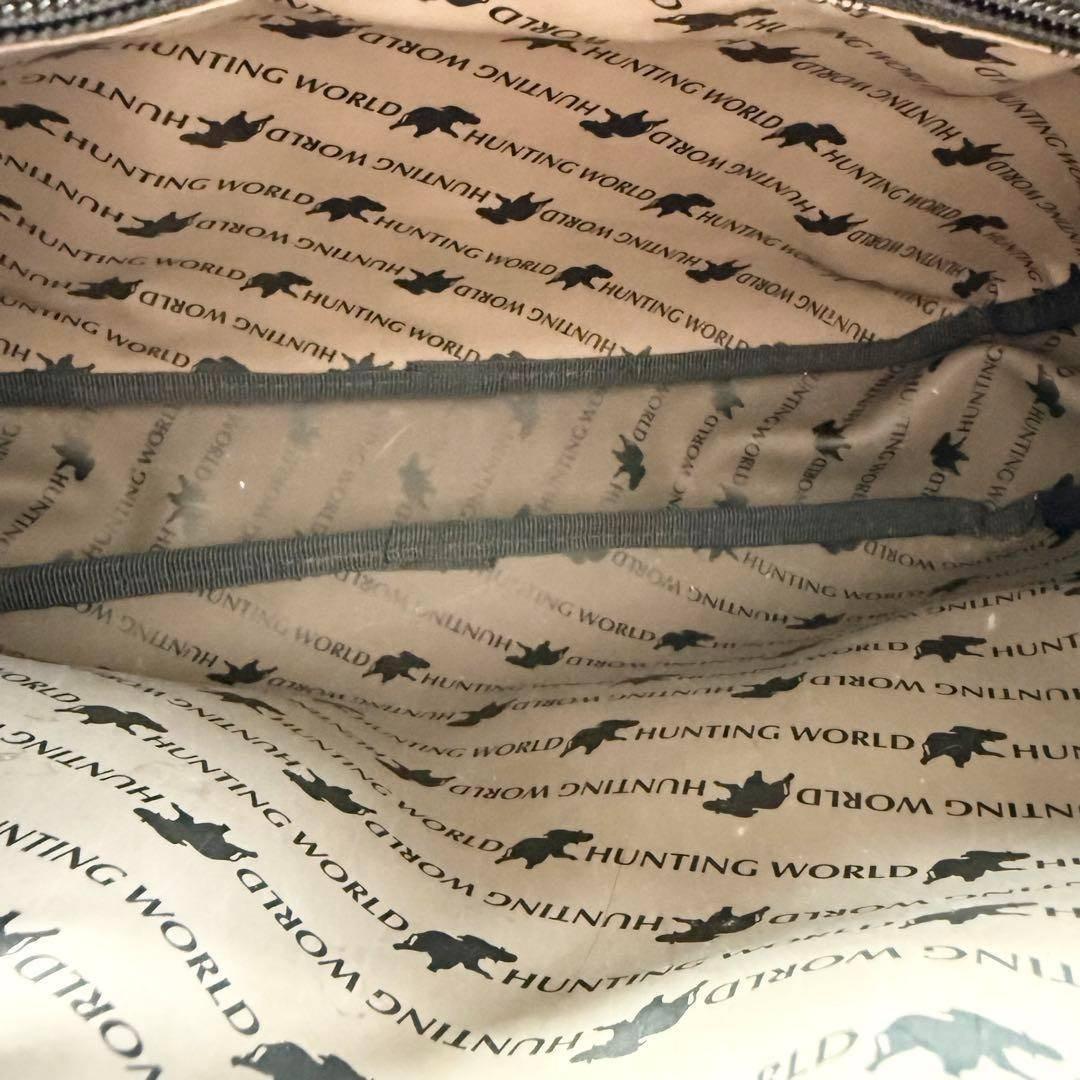 ハンティングワールド　メッセンジャーバッグ　ロゴ　キャンバス　ショルダー　黒色