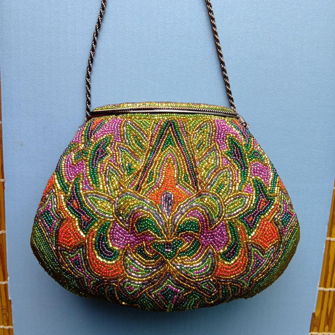 ビーズバッグ　レトロ　フォーマルバッグ