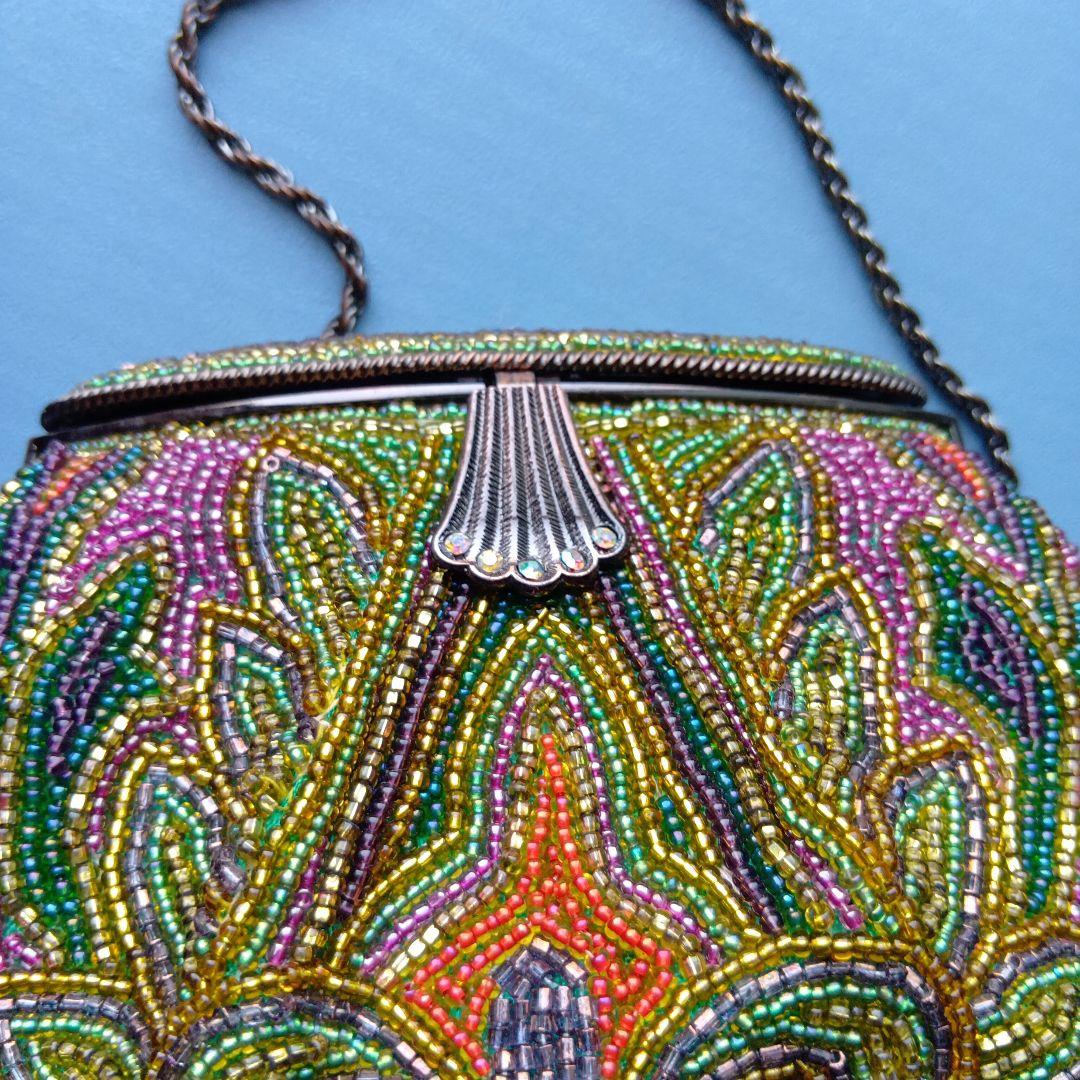 ビーズバッグ　レトロ　フォーマルバッグ