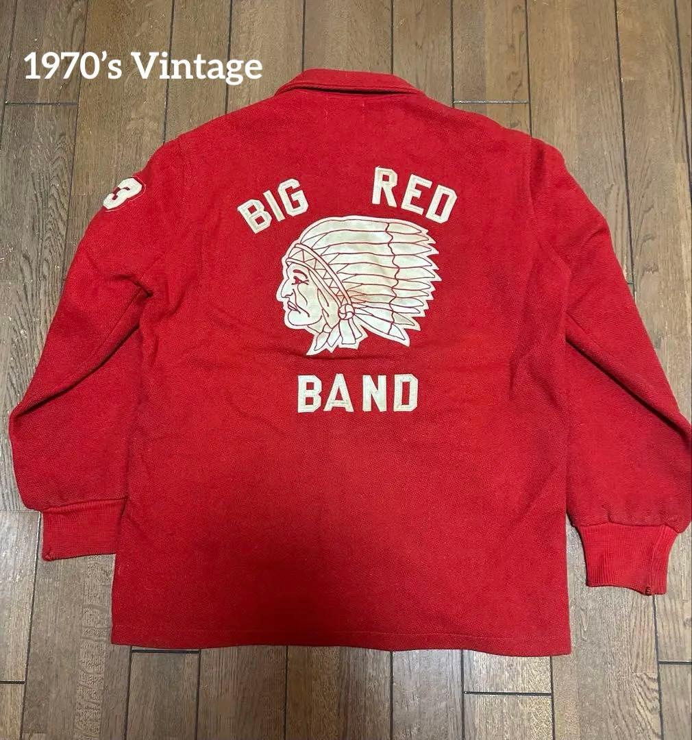 70’s スタジャン アワードジャケット　ヴィンテージ usa 襟付き裾リブ無し