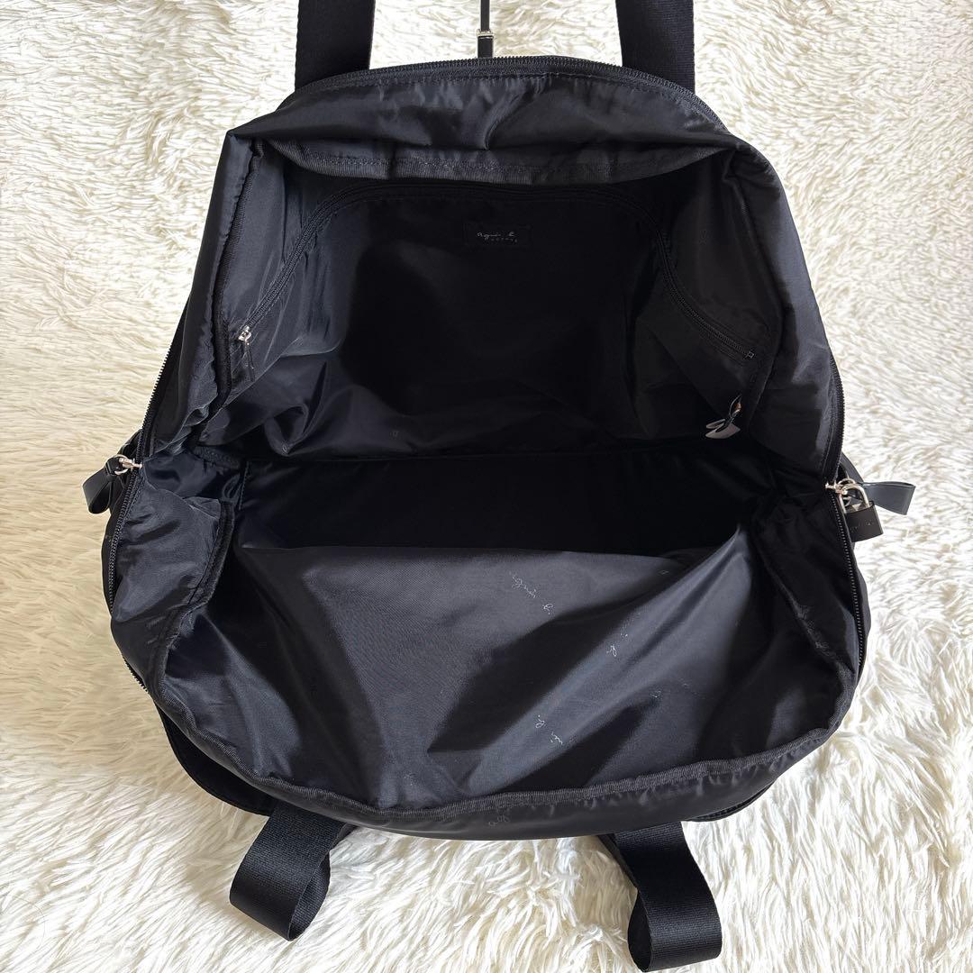 美品✨アニエスベー ボヤージュ ボストンバッグ 2way 南京錠 ナイロン 黒