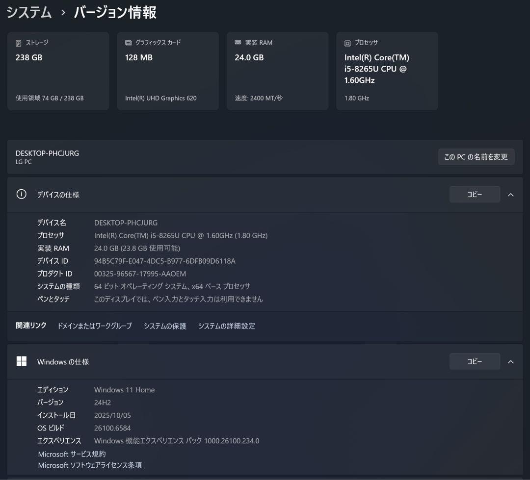 LG gram 17Z990-VA55J 17インチ 24GB化 ケース付き