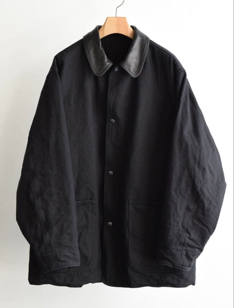 25AW comoli デニム　レザーワークジャケット　襟レザー　サイズ1 美品