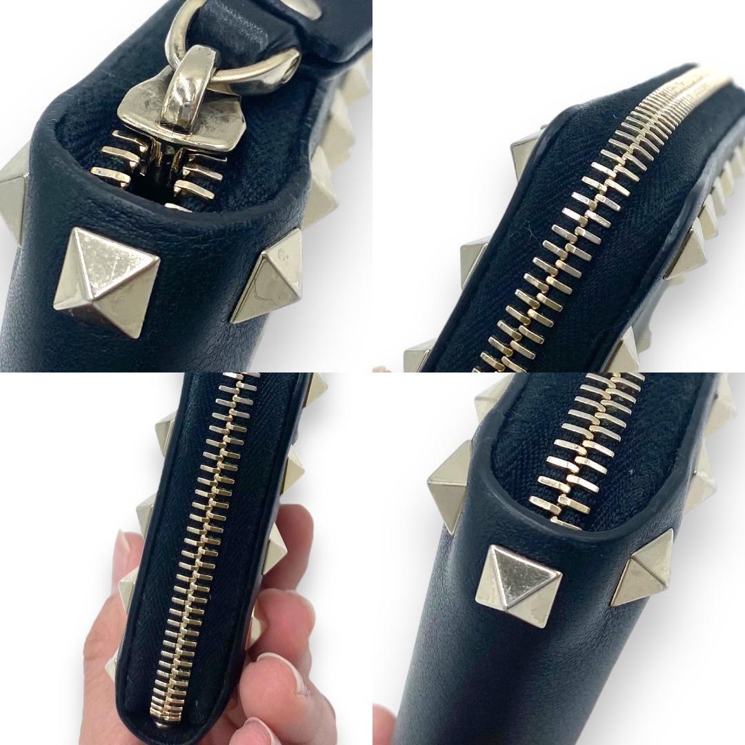 ヴァレンティノ　ロックスタッズ　ラウンドファスナー　コンパクトウォレット　黒