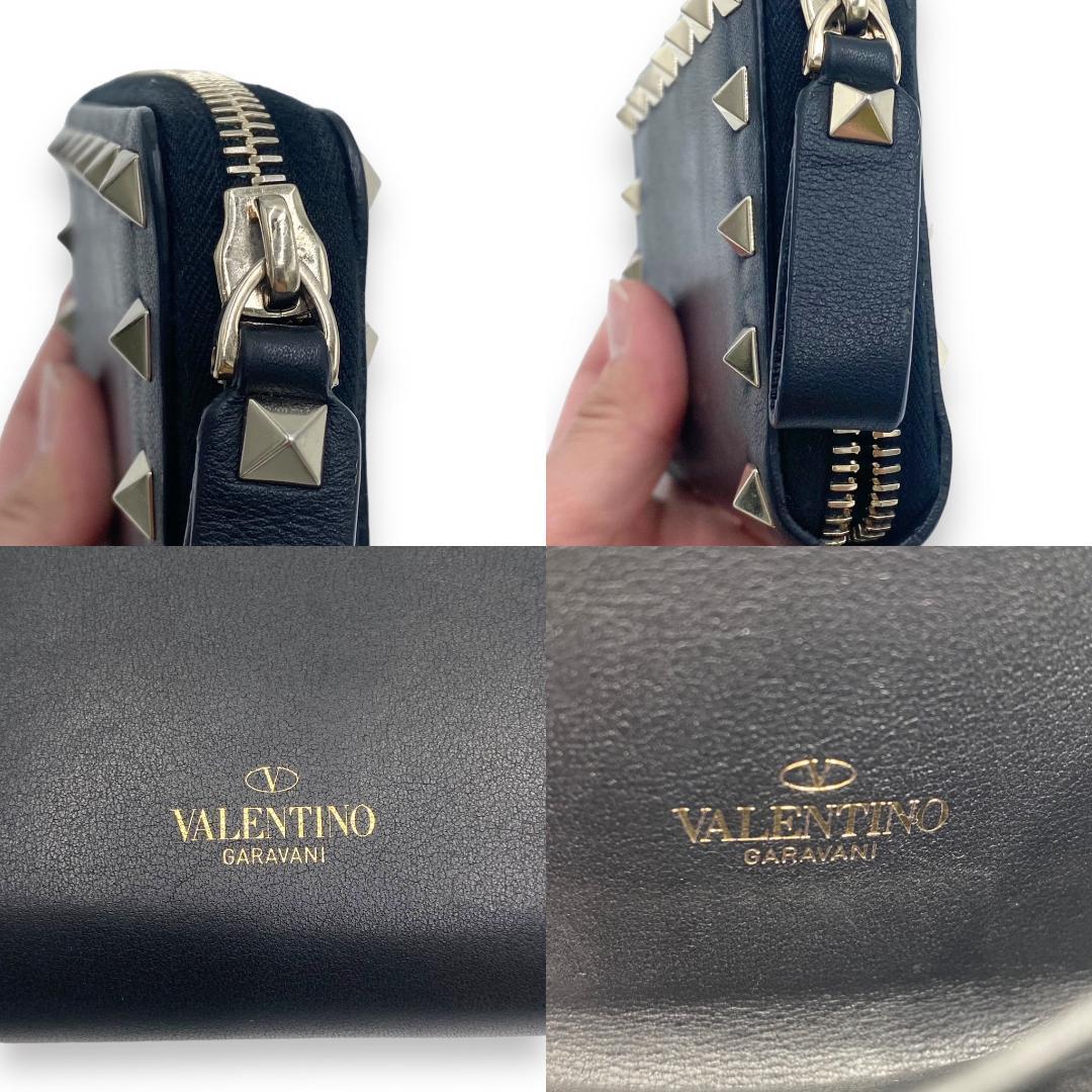 ヴァレンティノ　ロックスタッズ　ラウンドファスナー　コンパクトウォレット　黒