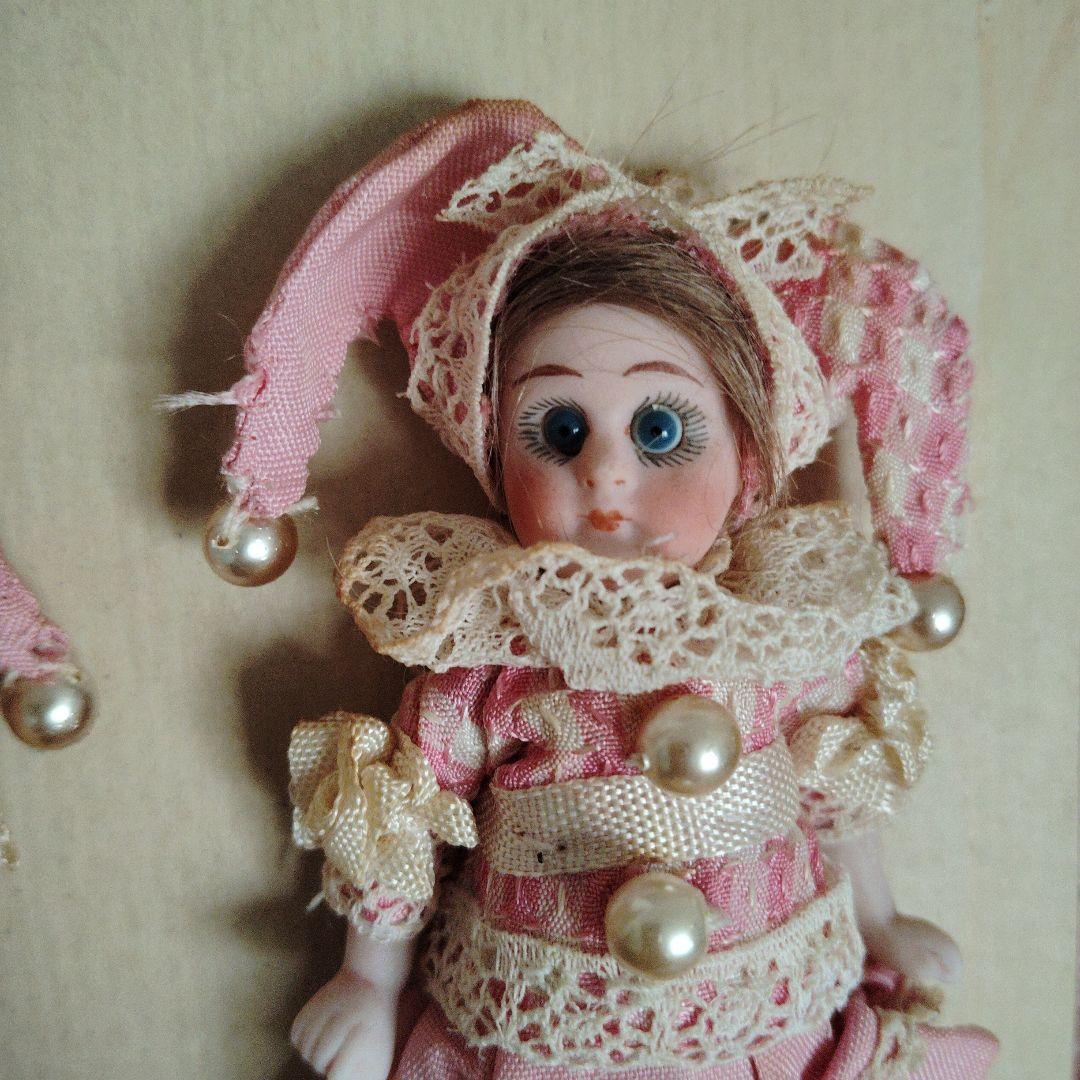 アンティーク♡レアなペアの道化師♡ミニョネット台紙付き