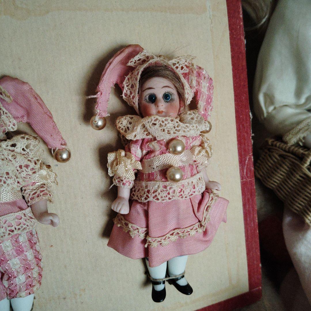 アンティーク♡レアなペアの道化師♡ミニョネット台紙付き