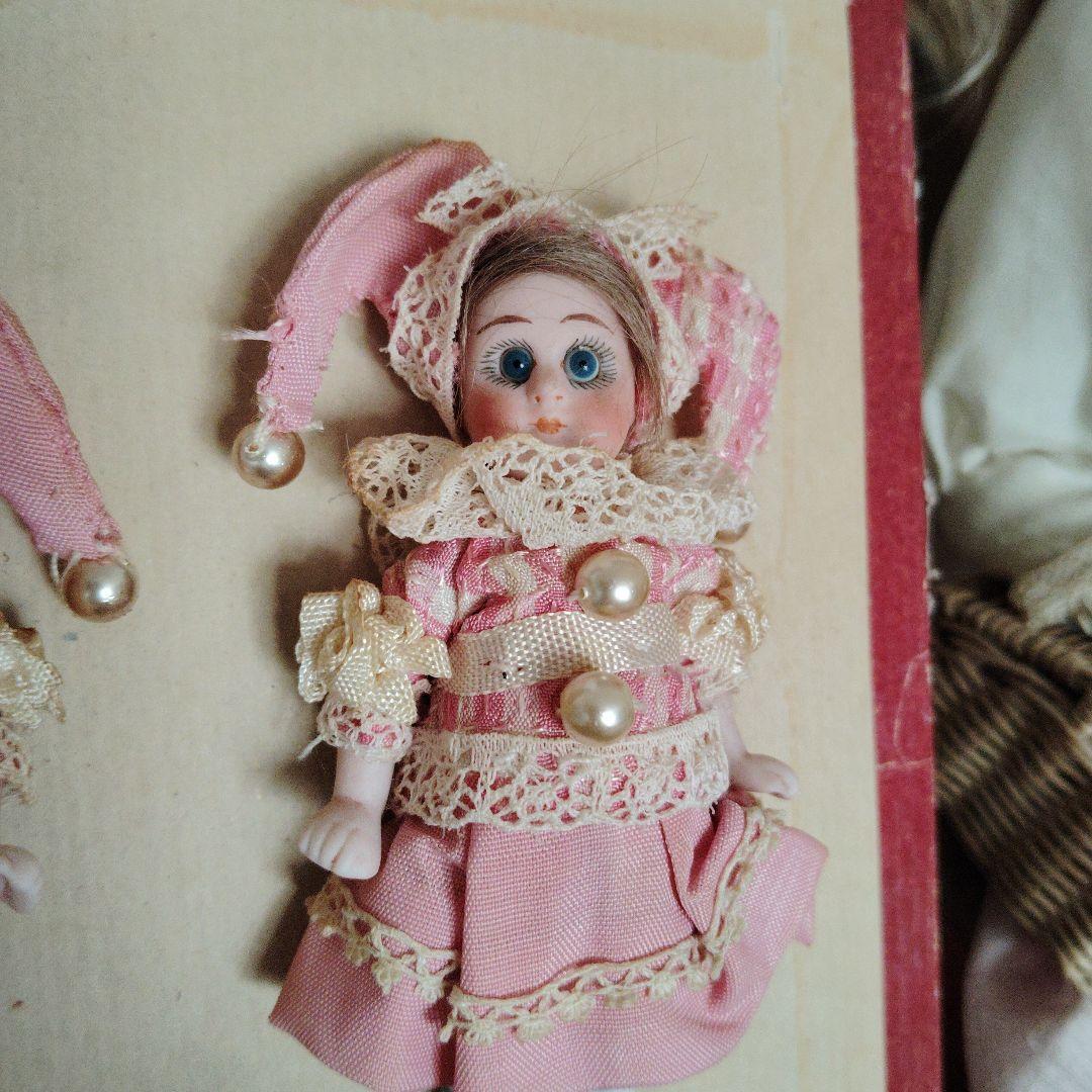 アンティーク♡レアなペアの道化師♡ミニョネット台紙付き