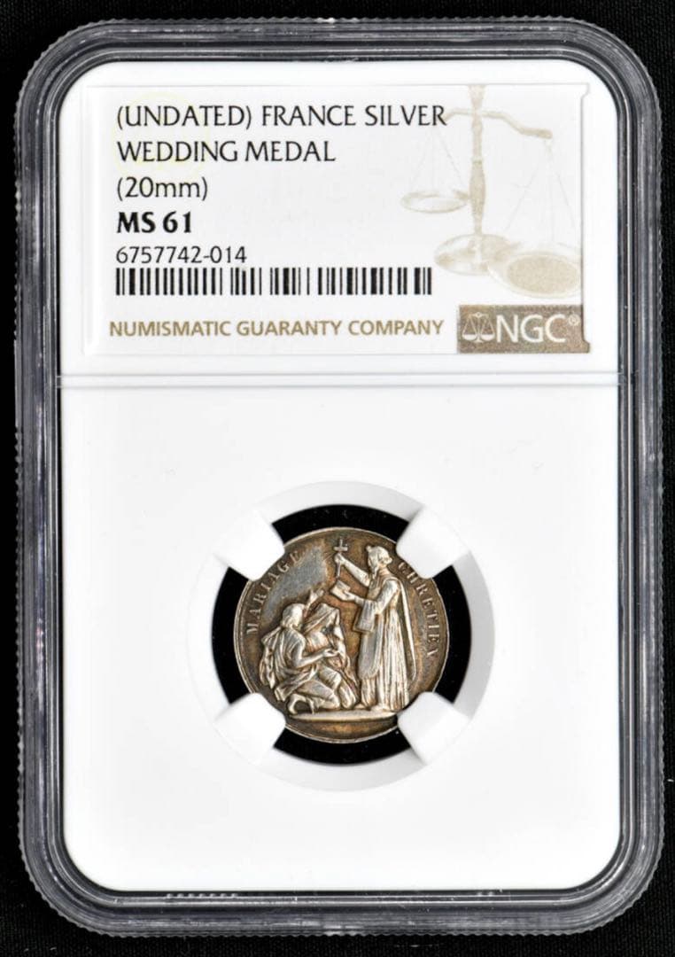 NGC MS61 フランス 1800年代 ジェトン銀貨 ウェディング(21mm)