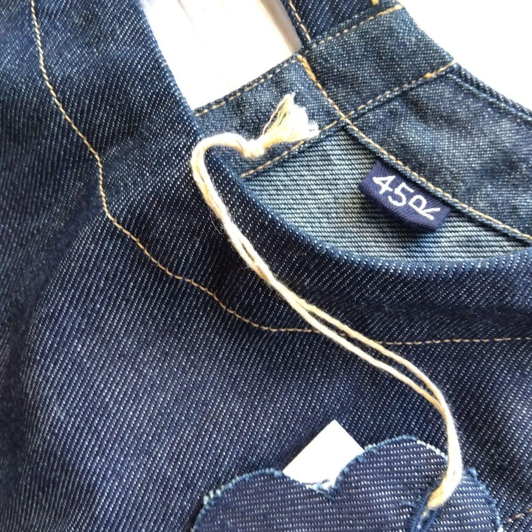 45R ★プチデニムのパフブリッジワンピース　インディゴ濃