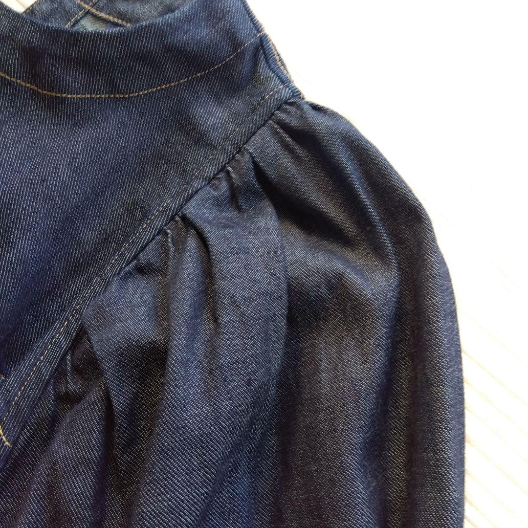 45R ★プチデニムのパフブリッジワンピース　インディゴ濃