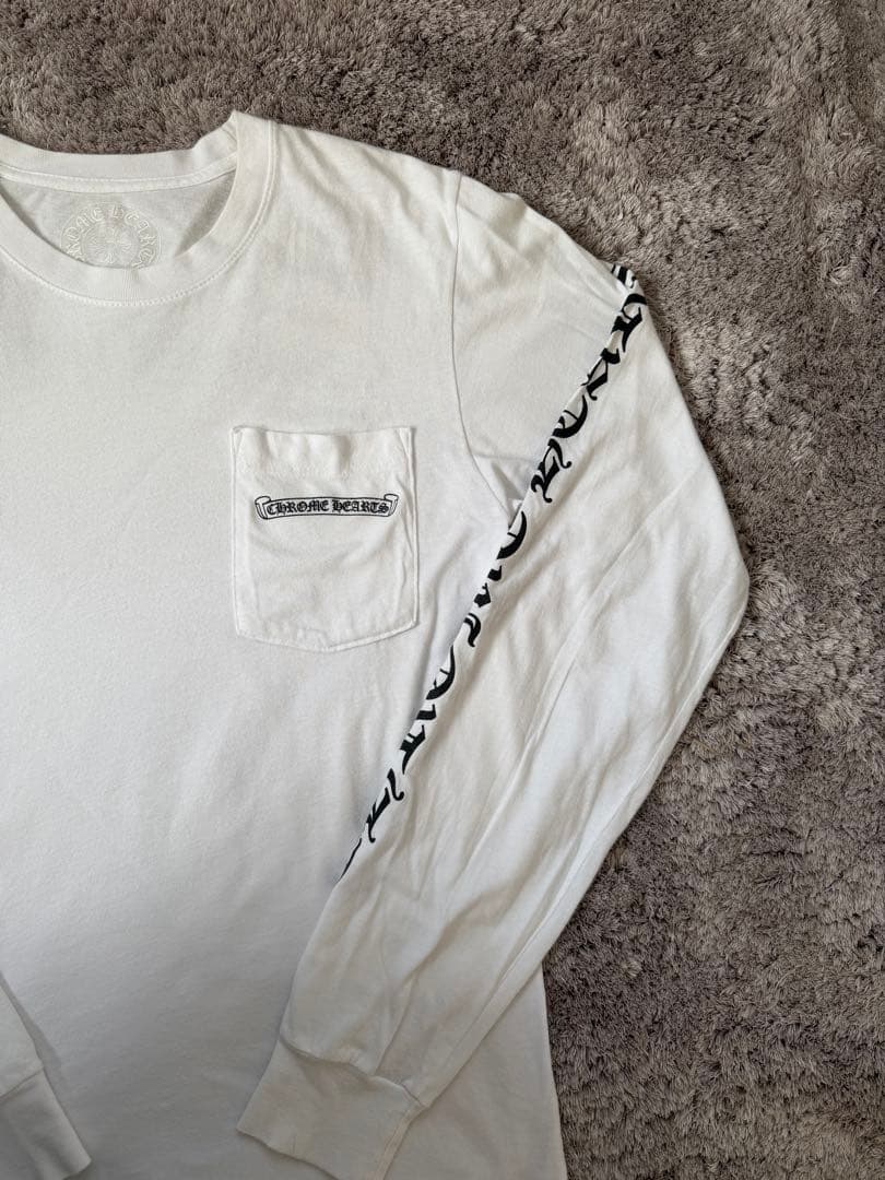 クロムハーツ ロングTシャツ スクロールラベル ホワイト　Sサイズ　ロンT