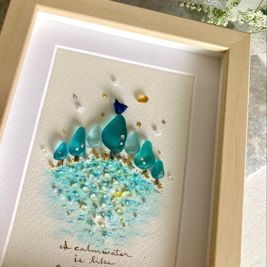 kanon　オーダー受付　シーグラス／天然石／フレームアート／／手描き