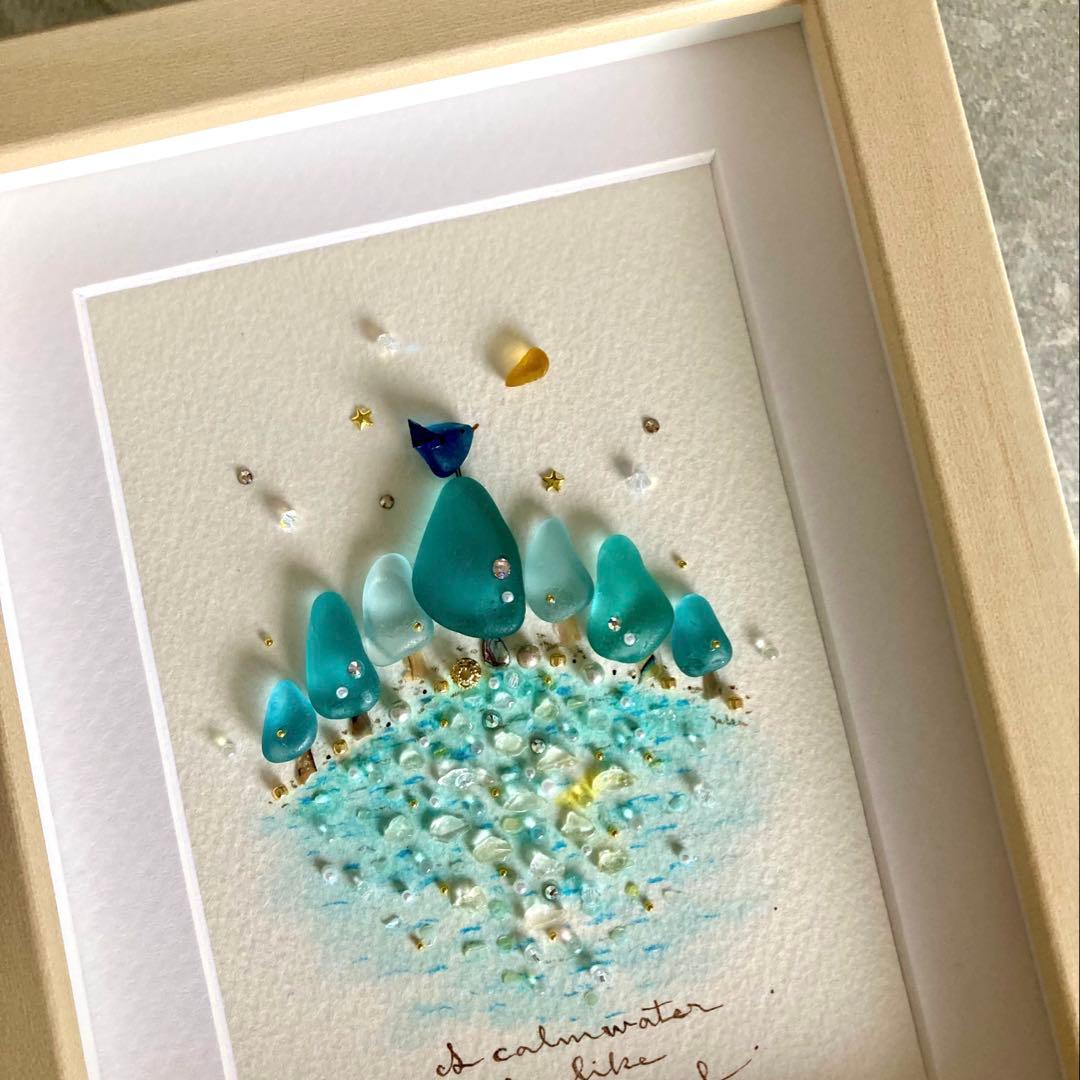 kanon　オーダー受付　シーグラス／天然石／フレームアート／／手描き