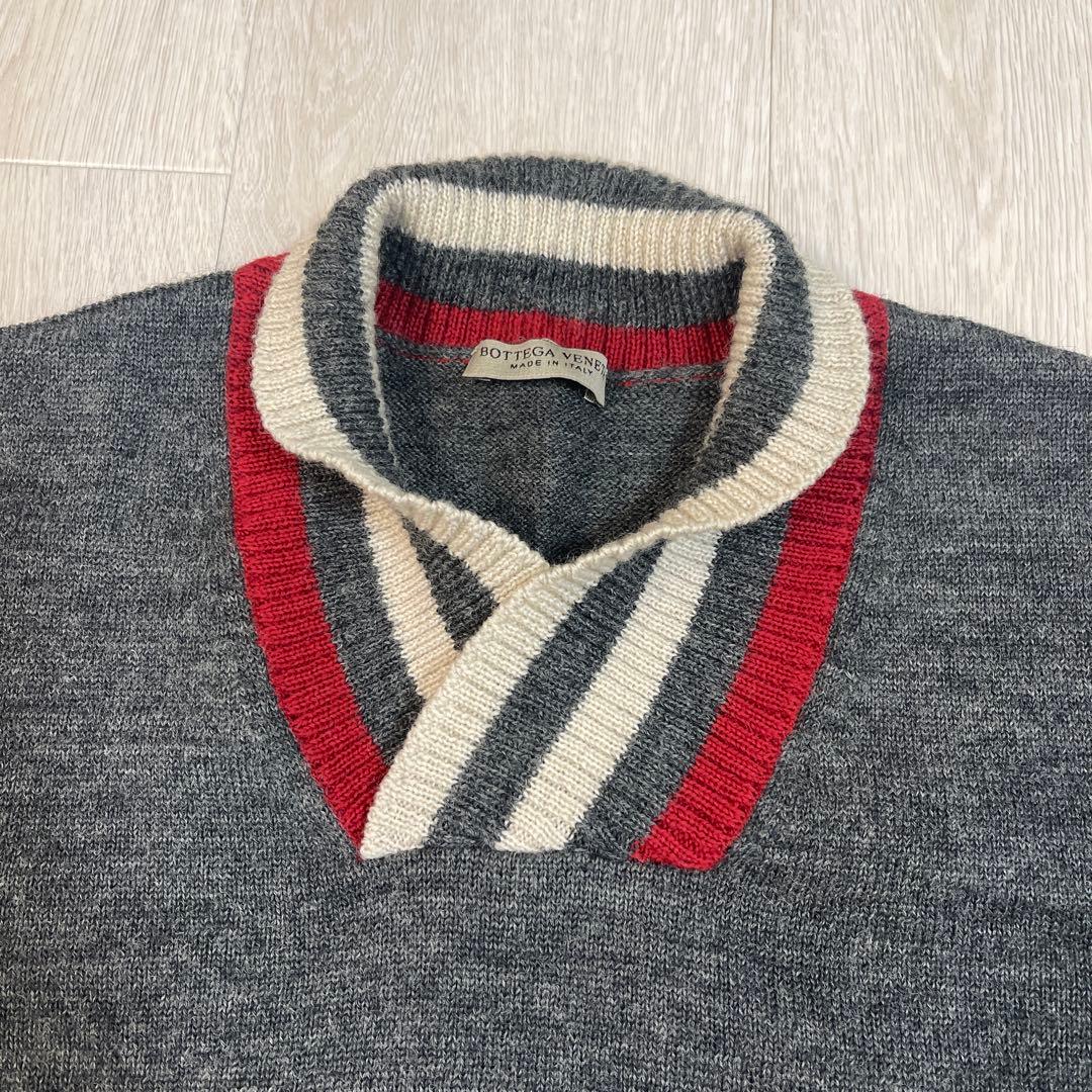 Bottega Veneta グレー Vネック ニット　50（L ）