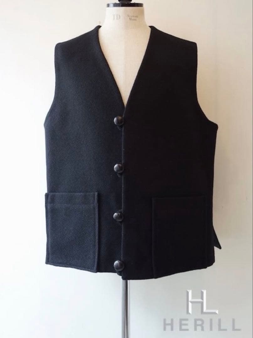 25AW HERILL Cashmere LinenChimayo Vest 黒