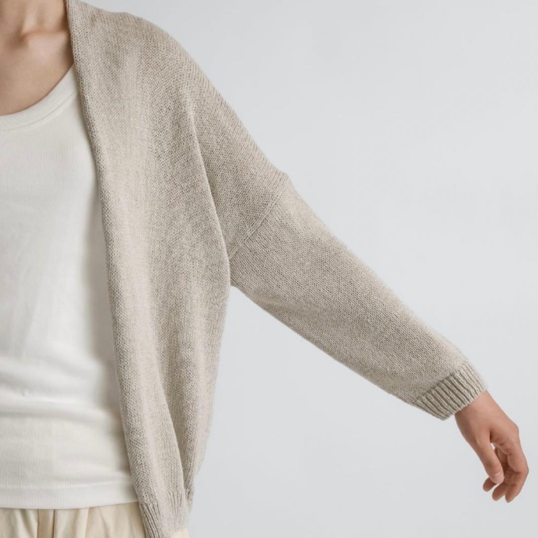 evam eva ドライシルク カーディガン シルク100% 羽織り グレージュ